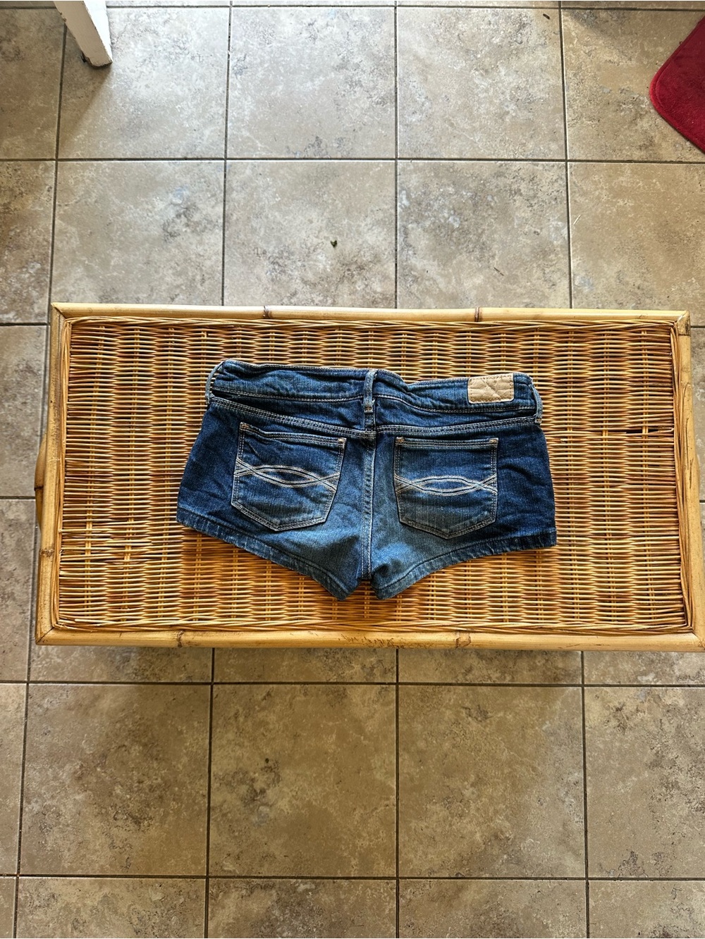Abercrombie & Fitch Denim Cutoff Shorts in Dark Blue